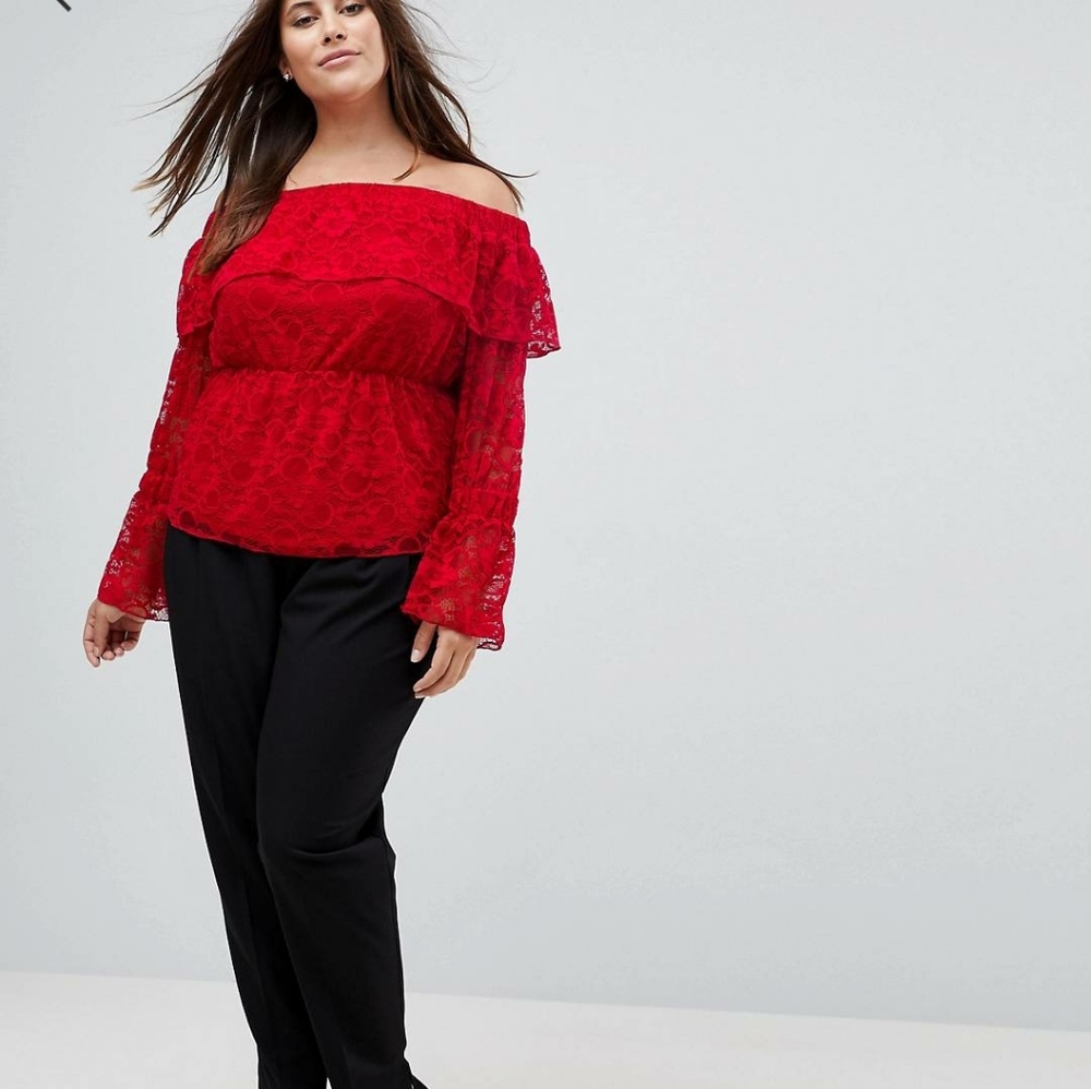Rage Curve Off the Shoulder Lace Top